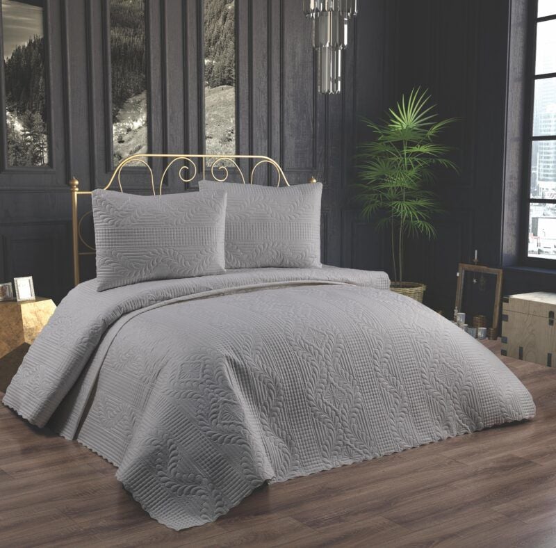 Jumbo Soft Çift kişilik Yatak Örtüsü Takımı / Soft Gri