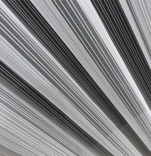 İnce Çizgili Modern Tül Perde / 4x2 metre - Petek Üstü / Ekru